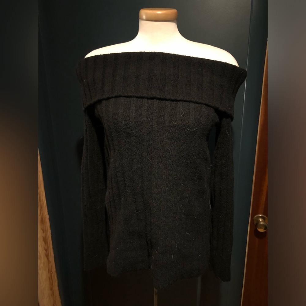 Warm Black Off-Shoulder Sweater
